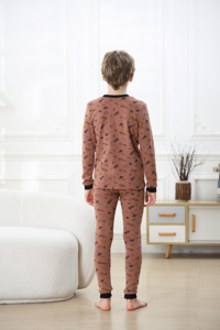 Vente en gros de vêtements de maison en coton mignon à la mode sous-vêtements à manches longues ensemble 2 pièces pyjama pour enfants - Product Image 5