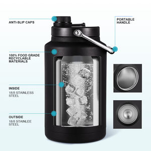 128/84/64oz isolato in acciaio inox birra Growler 1 gallone bottiglia d'acqua isolata bottiglia sportiva all'aperto con logo del cliente borsa - Product Image 4