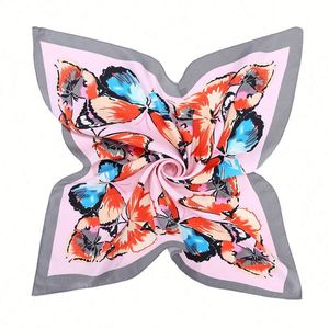 High Quality Oem Premium Multi-purpose Customized logo Flower <b>Silk</b> Satin Head <b>Scarf</b> - Product Image 4
