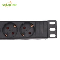 Unit Distribusi Daya Starlink 1U 19 inci 6-Outlet Tipe Jerman dengan Sakelar dan SPD untuk Kabinet Jaringan