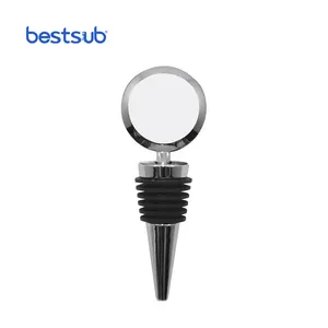 BestSub Wholesale Sublimation Zinc Alloy Fancy Round Wine Bottle Stopper