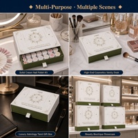 Boîte à tiroir coulissant personnalisée de luxe, motif soleil et lune célestes, avec estampage à chaud doré, pour kits de cosmétiques et vernis à ongles solides