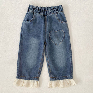 Jeans a Cuore per Bambine Primavera/Autunno, <span class=keywords><strong>Pantaloni</strong></span> Lunghi <span class=keywords><strong>Larghi</strong></span> Nuovi per Bambini, <span class=keywords><strong>Pantaloni</strong></span> Dritti a Gamba Larga, Abbigliamento Casual per Bambini - Product Image 6