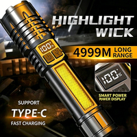 Lampe torche super lumineuse à zoom, longue portée, haute intensité, autonomie prolongée, affichage numérique, rechargeable