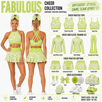 Ensemble d'entraînement de cheerleading personnalisé avec imprimé tourbillon, col montant halter, dos croisé en X, ceinture à strass et jupe plissée – Tenue d'entraînement d'équipe