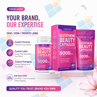 Capsules de collagène au glutathion sous marque privée, supplément de beauté antioxydant à la vitamine E, 60 unités, formule personnalisée OEM, fournisseur