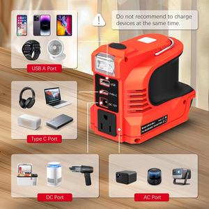 Convertisseur de courant pour batterie Milwaukee <span class=keywords><strong>18V</strong></span>, DC <span class=keywords><strong>18V</strong></span> vers AC 110V/220V, adaptateur de chargeur de batterie, port USB et Type-C et DC, lumière LED - Product Image 4