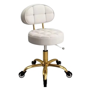 Chaise de Salon de Beauté Pivotante et Réglable en Hauteur avec Roulettes, Tabouret de Coiffure et <span class=keywords><strong>Manucure</strong></span> d'Extérieur avec Dossier, Chaise de Barbier en Métal - Product Image 2