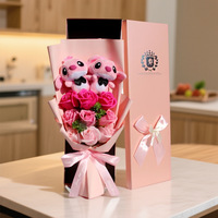 Buket Kecil Mawar Sabun 9 Tangkai Buatan China, Kotak Hadiah Stitchy untuk Hari Valentine dan Hari Wanita, Hadiah untuk Pacar