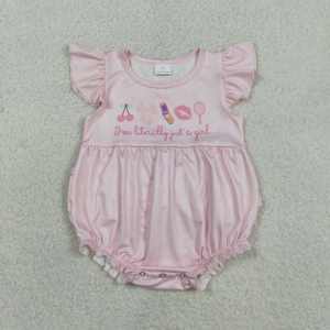 Ropa de Bebé Niña de Alta Calidad al por Mayor, Envío Inmediato, Algodón Suave, Color Verde, Estampado Animal, Mono de Verano con Mangas con Volantes - Product Image 3