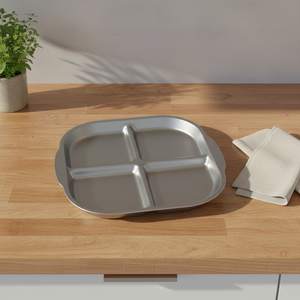 <span class=keywords><strong>Assiette</strong></span> carrée <span class=keywords><strong>pour</strong></span> enfants en acier inoxydable poli, trois compartiments, motif de dessin animé, écologique, moderne - Product Image 2