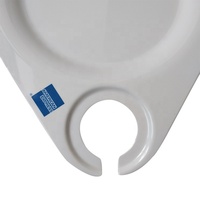 Plaques simples en fibres de bambou et en mélamine, nouveau design d'assiettes blanches avec support pour verre à vin