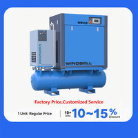 Compresseur d'air à vis rotatif industriel 7,5 kW 11 kW 15 kW 22 kW avec sécheur d'air et réservoir d'air 200 L 300 L 500 L