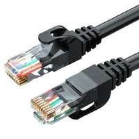 Cable Ethernet Cat6, 8 Conductores de Cobre Trenzado UTP, Cable de Conexión RJ45 Transparente Negro, Cable de Red LAN para PC, Router, Módem