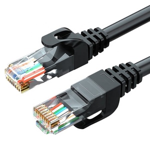 Câble Ethernet Cat6 8 conducteurs en cuivre toronné UTP transparent RJ45 noir, cordon de raccordement réseau LAN pour PC, routeur, modem - Product Image 1