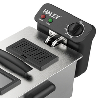 Friteuse électrique HALEY 3L en acier inoxydable, grande capacité, température réglable, panier, usage commercial et domestique, certifiée CE