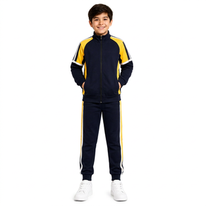Conjunto Deportivo Livster para Niños, Chaqueta con Cierre Completo y Pantalones Deportivos en Azul Marino y Amarillo, para Entrenamiento - Product Image 1