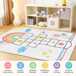 Tapis <span class=keywords><strong>de</strong></span> jeu interactif en polaire corail, motif dessin animé Hopscotch, lavable, rectangulaire, pour chambre, salon, bureau - Product Image 6