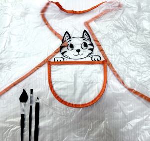 Bavoir bébé en <span class=keywords><strong>plastique</strong></span> PVC imperméable à l'eau alimentation tabliers à manches longues Logo personnalisé dessin animé mignon vinyle enfants <span class=keywords><strong>tablier</strong></span> avec poches enfants - Product Image 3