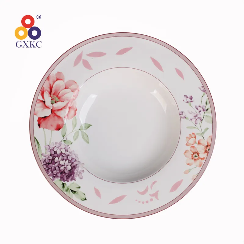 Plato de porcelana sin plomo y cadmio estilo Grace directo de fábrica, juegos de platos, plato de sopa de cerámica para boda