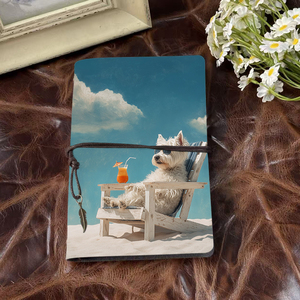 Cahier A6 de style vintage avec fermeture à cravate fait à la main 160 pages cadeau d'anniversaire parfait pour belle-soeur avec lunettes de soleil pour chien Be - Product Image 2