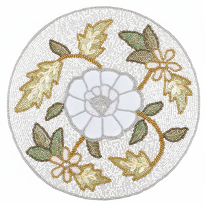 Recién llegado, mantel de mesa con cuentas de cristal Floral moderno, placa de cargador hecha a mano para banquetes de boda, precio al por mayor - Product Image 1