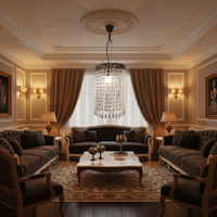 Décoration d'intérieur, cadre en métal pour fleurs, cylindre moderne, perles en plastique transparentes, lustre pour couvrir les luminaires d'intérieur