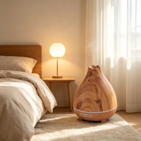 Diffuseur d'arômes ultrasonique à grain de bois 300 ml, machine à parfum aux huiles essentielles, veilleuse LED, humidificateur d'aromathérapie domestique