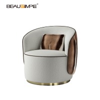 Fauteuil Chaise Longue de Luxe Annabelle en Tissu Bouclé Effet Fourrure d'Antilope, Design Pivotant pour Villa, Chambre et Salon