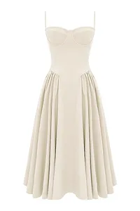 صيف 2024 فستان نسائي كاجوال أنيق تصميم جديد فستان قطن أبيض بجيب مثير للسيدات فستان طويل ملابس سهرات للصيف