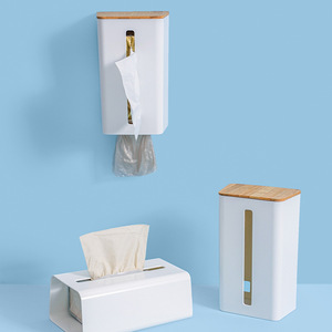 New Design kitchen Toilet bathroom Self-Adhesive Wall Mounted Tissue Paper Towel Holder Box with Garbage Bag Dispenser