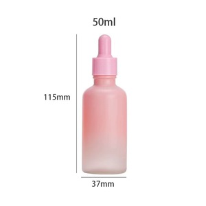 Bouteilles compte-gouttes en verre cylindriques givrées vertes, bleues, ambrées, transparentes de 5 ml à 100 ml avec bouchons en bambou pour sérum de soin de la peau - Product Image 6