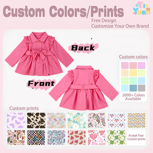 Girls Ruffle Shoulder Trench <strong>Coat</strong> With Bow Belt Lapel Long Sleeve Windbreaker Toddler Kids Cute Pink Outerwear Children Jacket - Product Image 3