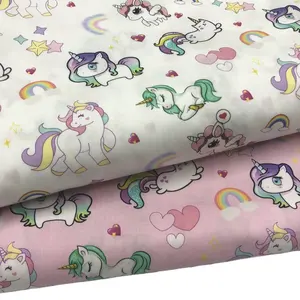 Low MOQ Wholesale Unicorn Cartoon Digital Print Cotton Poplin Fabric for Dress