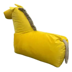 Güzel rahatlatıcı hayvan şişme koltuk özelleştirilmiş sarı at çocuk oyunu şişme koltuk