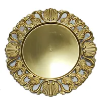 Assiettes de présentation rondes de luxe 13 pouces, blanches, or et argent, pour mariage, fête et décoration de table