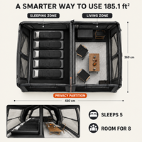 Tente gonflable Coody 17.2 Familia Pro Air - Noire, pour le camping en plein air, en coton, grands espaces, facile à installer
