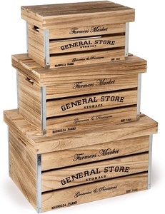 Zhongglu — boîtes de rangement en bois rustiques, avec couvercle et poignées découpées, ensemble de 3 caisses à fruits en bois bon marché pour vente - Product Image 1