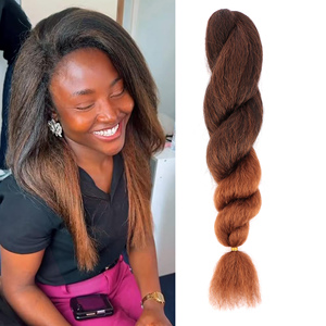 ORT Vixen Hair Platinum Fibre Hair Crochet Trenzas <span class=keywords><strong>Kinky</strong></span> Curly Bulk Yaki Blow Out Straight Afro Vixen Hair Yaki KinkyBulk 65 g/pcs - Product Image 3