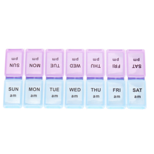 Detachable Portable Plastic Pill Organizer Box with 7 Days 14 Grids for Weekly Use & Outdoor Medicine Management