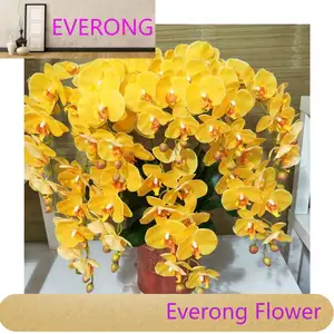 Искусственная Орхидея-бабочка, искусственные орхидеи, желтые цветы, 9 головок, настоящая искусственная Орхидея, фаленопсис