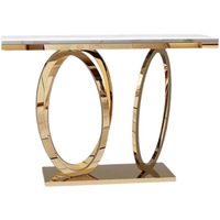 Table console moderne de luxe en acier inoxydable doré avec base circulaire pour l'entrée de la maison, le couloir