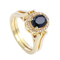 Bagues réversibles uniques à deux faces en argent sterling 925 couleur or avec zircone cubique rouge et noire pour femme