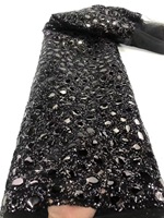 Tissu africain en dentelle à paillettes Tissu pour robe de soirée de mariage 100% Polyester Or Grands tissus en dentelle à paillettes