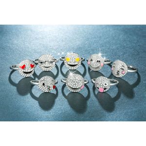 Anello alla Moda Hip Hop con Zirconi per Bambini, Gioiello Religioso con Gemma, Incastonatura a Griffe, Placcatura in Ottone, Vari Animali e Numeri - Product Image 1