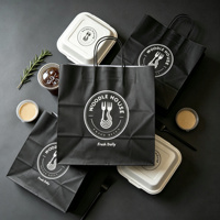 Sac en papier kraft biodégradable personnalisé avec logo imprimé pour la livraison de pâtes et salades à emporter