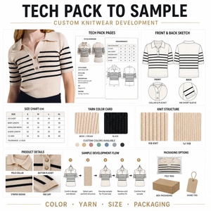 Custom Polo Collar Striped <strong>Women's</strong> Pullover Knitwear Summer Short <strong>Womens</strong> Sweater Sleeve Loose <strong>Jumper</strong> <strong>for</strong> <strong>Women</strong> - Product Image 2