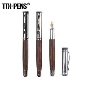 TTX-bolígrafos estilográficos de madera de <span class=keywords><strong>roble</strong></span>, Estilo Vintage, Clip dorado, para negocios, escuela, escritura, Chino - Product Image 1