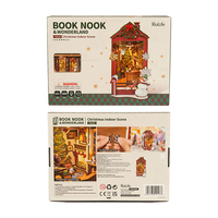 Robotime Rolife DIY Miniature Maison TGC07 Scène d'intérieur de Noël Livre Nook Étagère Kit d'insertion Serre-livres 3D Puzzles en bois