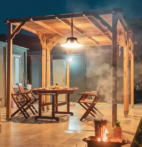 100 wát năng lượng mặt trời hệ thống đèn trần cho nhà cắm trại nhẹ Lũ lụt Vòng nhà hàng treo ánh sáng mặt dây chuyền - Product Image 6